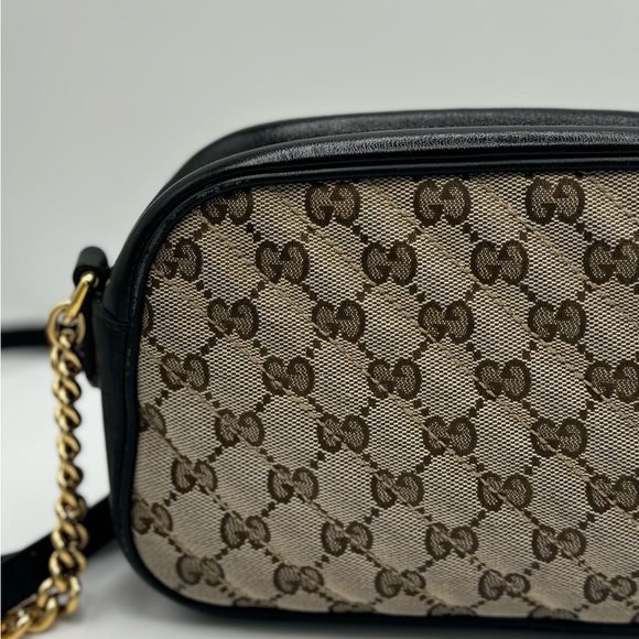 Gucci Monogram Matelasse Diagonal Small GG Marmont Chain Shoulder Bag Beige - Picture 4 of 16